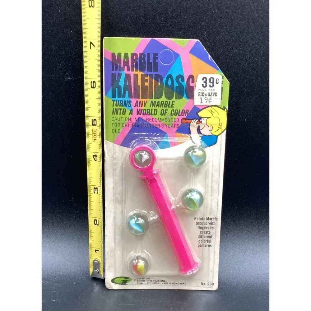 Gordy International Kaleidoscope Marbles Made in Hong Kong NOS # 268 Vintage